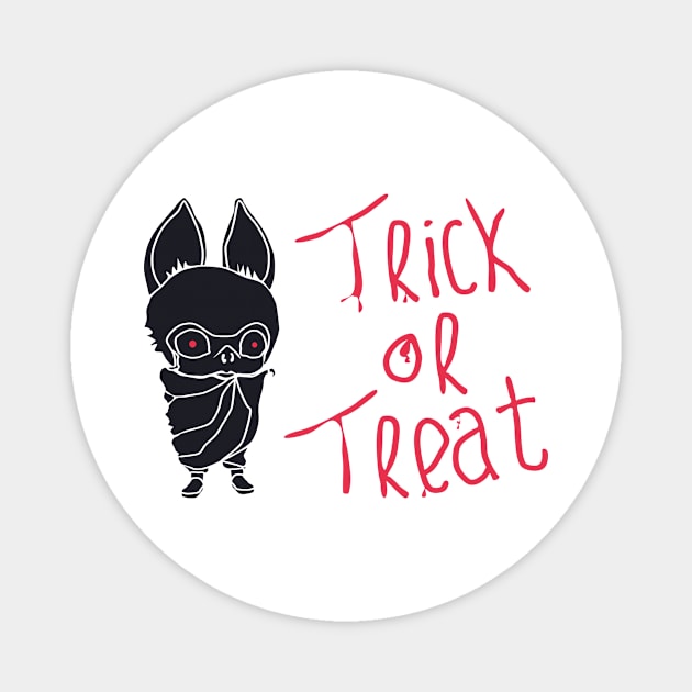 Kids In Cute Bat Costumes With Trick Or Treat Typography Magnet by bloomroge